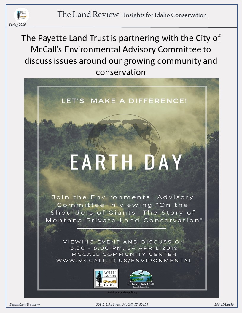 Payette Land Trust “On The Shoulders of Giants The Story of Montana